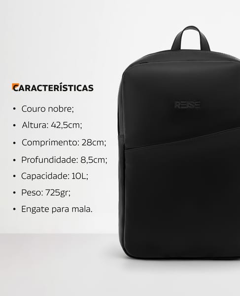 Mochila de Couro Preta Minimal